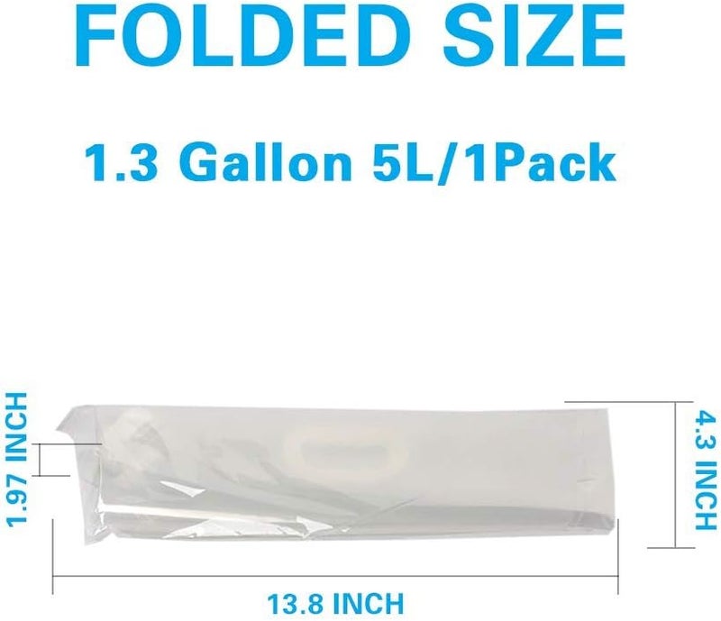 Soddeph Collapsible Water Container Bag, BPA Free Food Grade Clear Plastic Storage Jug for Sport Camping Riding Mountaineer,Freezable, Food Grade (10-pack-1.3 Gal) - Image 3
