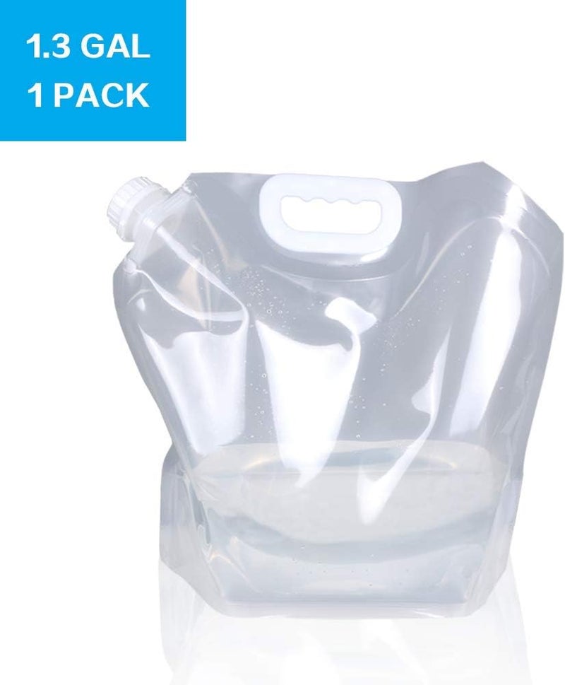 Soddeph Collapsible Water Container Bag, BPA Free Food Grade Clear Plastic Storage Jug for Sport Camping Riding Mountaineer,Freezable, Food Grade (10-pack-1.3 Gal) - Image 2
