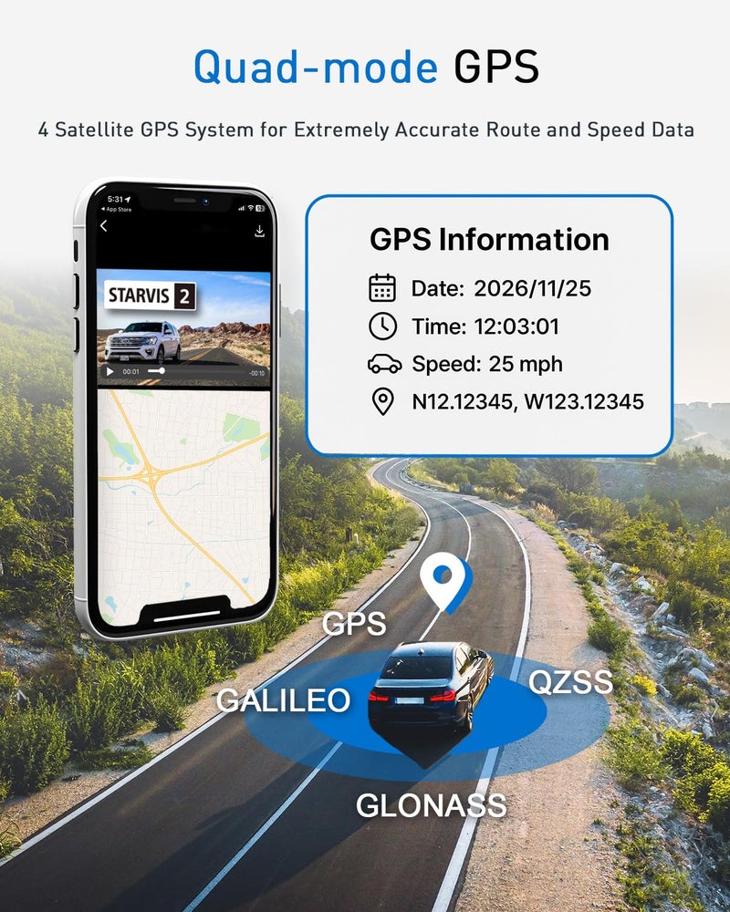 MAGELLAN DR45 2-Channel Dash Cam, Night Vision, Front & Rear True 4K + 2K Camera for Cars, STARVIS 2 IMX678 IMX675, Strong Mount, GPS, Wi-Fi, App Control, Parking Mode, 2.7" IPS, 64GB Card Included - Image 2