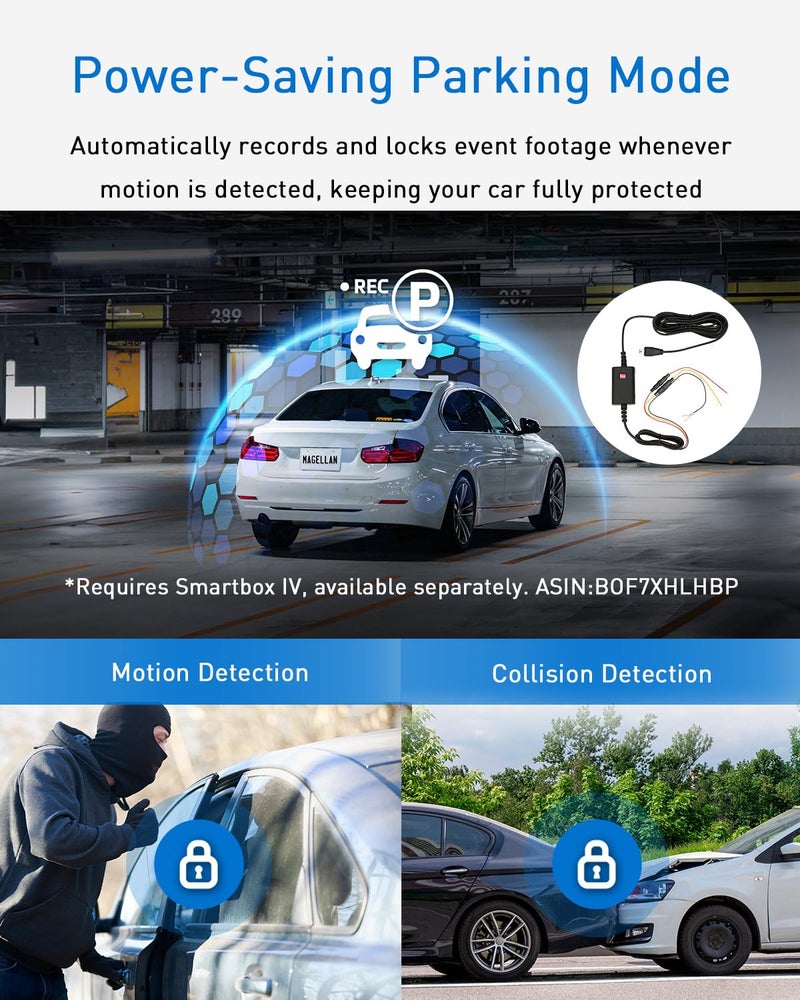 MAGELLAN DR45 2-Channel Dash Cam, Night Vision, Front & Rear True 4K + 2K Camera for Cars, STARVIS 2 IMX678 IMX675, Strong Mount, GPS, Wi-Fi, App Control, Parking Mode, 2.7" IPS, 64GB Card Included - Image 4