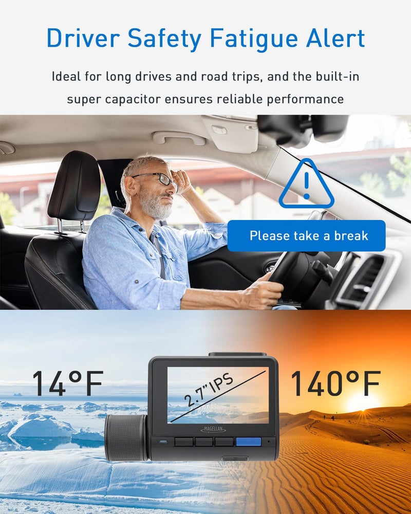 MAGELLAN DR45 2-Channel Dash Cam, Night Vision, Front & Rear True 4K + 2K Camera for Cars, STARVIS 2 IMX678 IMX675, Strong Mount, GPS, Wi-Fi, App Control, Parking Mode, 2.7" IPS, 64GB Card Included - Image 3