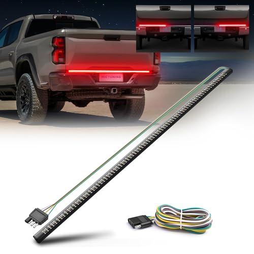 MICTUNING 60 inches Red Sequential Turn Signal LED Brake Lamp Triple Row 504 LEDs Tailgate Strip Light Waterproof for Ford F150/RAM 2500 - 5 Functions - Image 1
