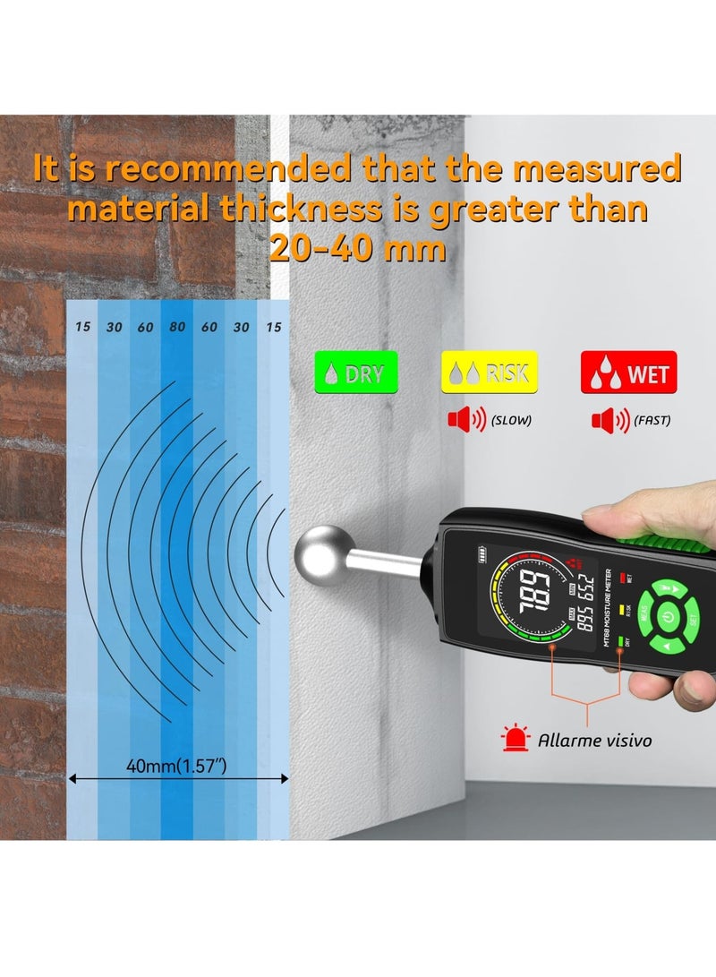 Zikra Moisture Meter for Drywall, Wood Moisture Meters for Walls, Firewood Floor Humidity Detector Lumber Humidity Tester Paper Cerimic Ceiling Firewood Cardboard Humidity Building Material - Image 4