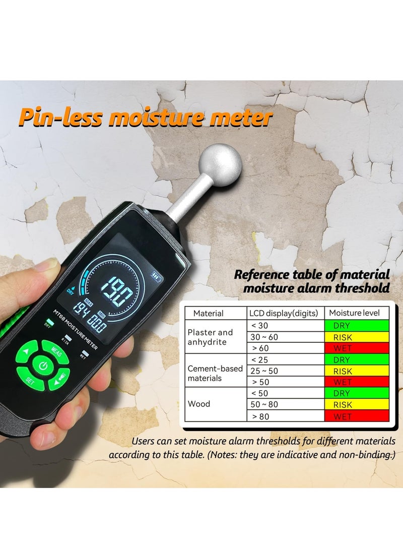 Zikra Moisture Meter for Drywall, Wood Moisture Meters for Walls, Firewood Floor Humidity Detector Lumber Humidity Tester Paper Cerimic Ceiling Firewood Cardboard Humidity Building Material - Image 3