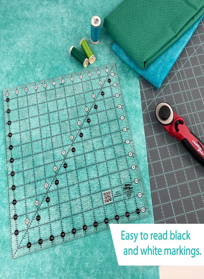 Creative Grids Quilt Ruler 12in x 12in Square – CGR12 – Made in USA, Non-Slip Grip Acrylic Quilting, Sewing, Crafting, Patchwork Ruler for Measuring & Cutting Fabric - Image 2