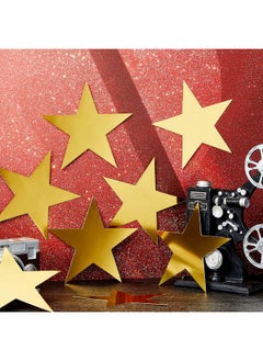 Leinuosen Leinuosen 80 Pieces Stars Cutouts Double Printed Paper Star Decorations Glitter Star Confetti Cutouts Cardboard Stars for Bulletin Board Classroom Wall Party Decoration Supply, 6 Inches (Gold)  - Image 3
