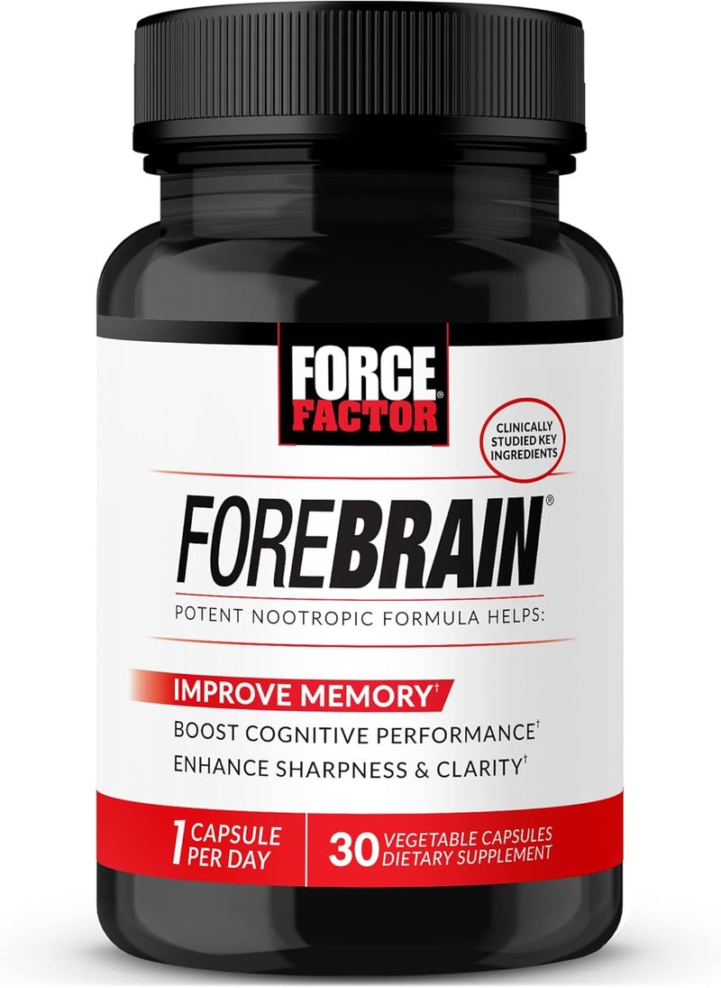 Force Factor Forebrain Nootropic Brain Supplement to Improve Memory Boost Focus Increase Mental Energy and Support Brain Health with Caffeine Bacopa and Huperzine A 30 Capsules - Image 1