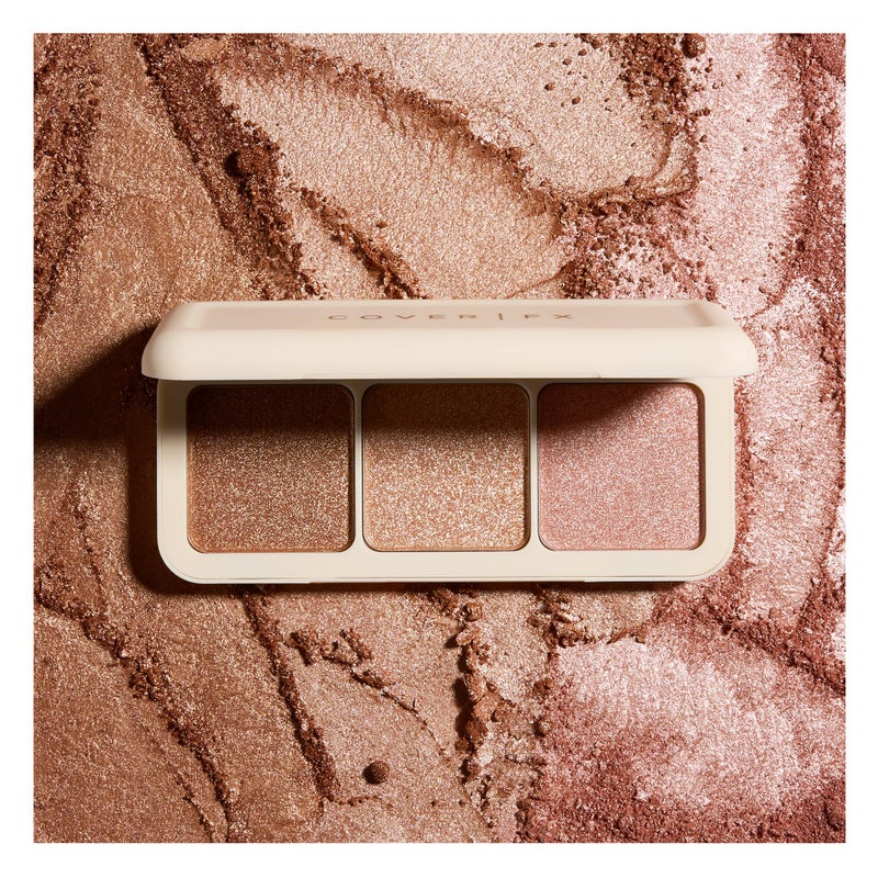 COVER FX Custom Enhancer Highlighter Makeup Palette - Buildable Illuminating Highlight - Use on Eyes, Cheeks and Body - Travel Friendly - Image 1