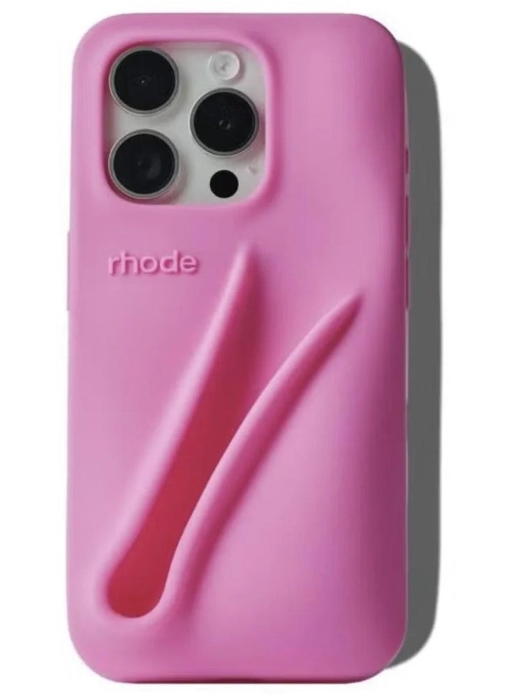rhode Silicone Lip Holder for Cell Phone, Lip Gloss Adhesive Sleeve for Phone, Lip Holder Stick-on Phone Case, Back Stick On Holder for iPhone 15 Pro （SHORTCAKE）  - Image 2