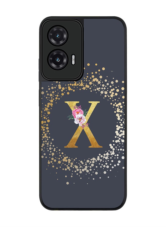 Stylizedd For Motorola Moto G35 Case,Slim fit Camera Protection, Shockproof Thin Phone cover  - Custom Monogram Floral - X  (Grey )