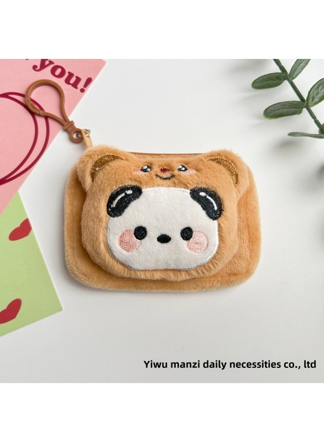 Cute Capybara Long Bag Plush Coin Purse Pendant Kt Yugui Pacha Storage Long Wallet-Specifications:Butter Bear Headgear Small Long Bag-Color:Long 8.5 * Wide 11.5cm - Image 1