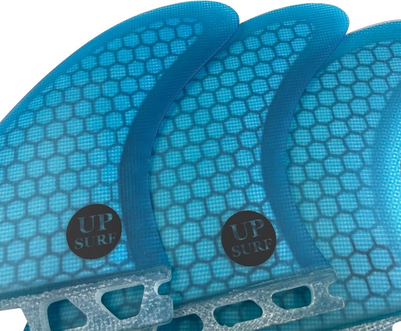UP SURF Surfboard Tri Fin Single Tab M Size Fiberglass+Honeycomb Surfboard Fin G5 Thruster Set(White/Blue/Orange) - Image 5
