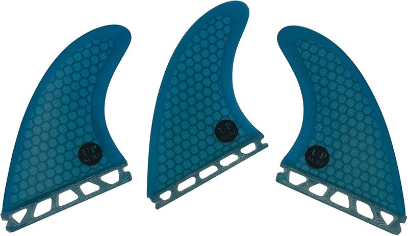 UP SURF Surfboard Tri Fin Single Tab M Size Fiberglass+Honeycomb Surfboard Fin G5 Thruster Set(White/Blue/Orange) - Image 2
