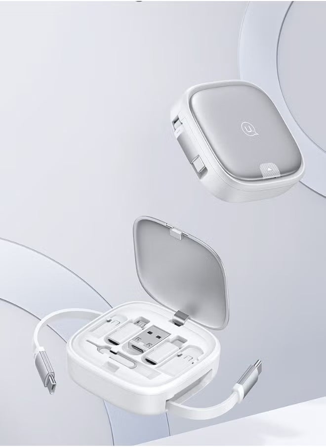 Gravity 60W USB Travel Charging Cable Organizer Box with Fast Charging Support | 6-in-1 Multi-Port Adapter Kit with Lightning, Type-C, Micro USB Converters | SIM Card Ejector Pin, Cable Storage & Built-in Phone Stand | Portable Travel Accessory - Image 3