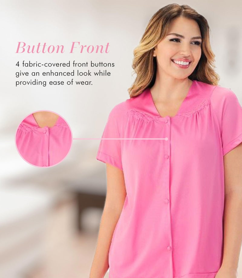 Exquisite Form Women's 90107 Nylon Tricot Short Sleeve Matching Pajama Set - Image 2