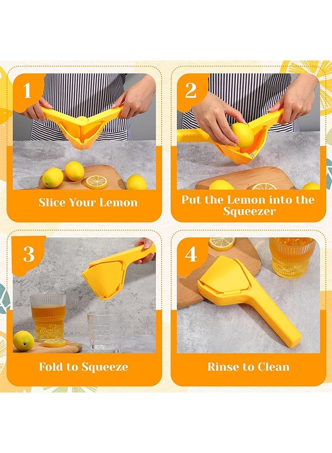 MXN Manual Juicers, Large Flat Lemon Squeezer, Folds Flat For Space-Saving Manual Juicers (Yellow) - Image 3