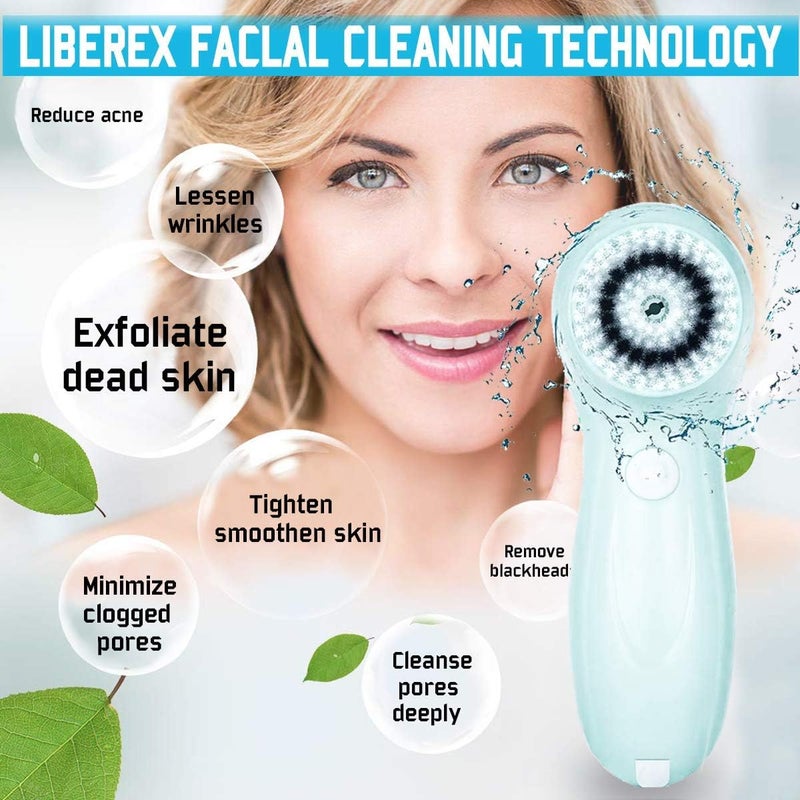 GUGULE Facial Cleansing Spin brush Set - Waterproof Skin Advanced Microdermabrasion for Gentle Exfoliation and Deep Scrubbing with 3 Exfoliating brush Heads - Image 5