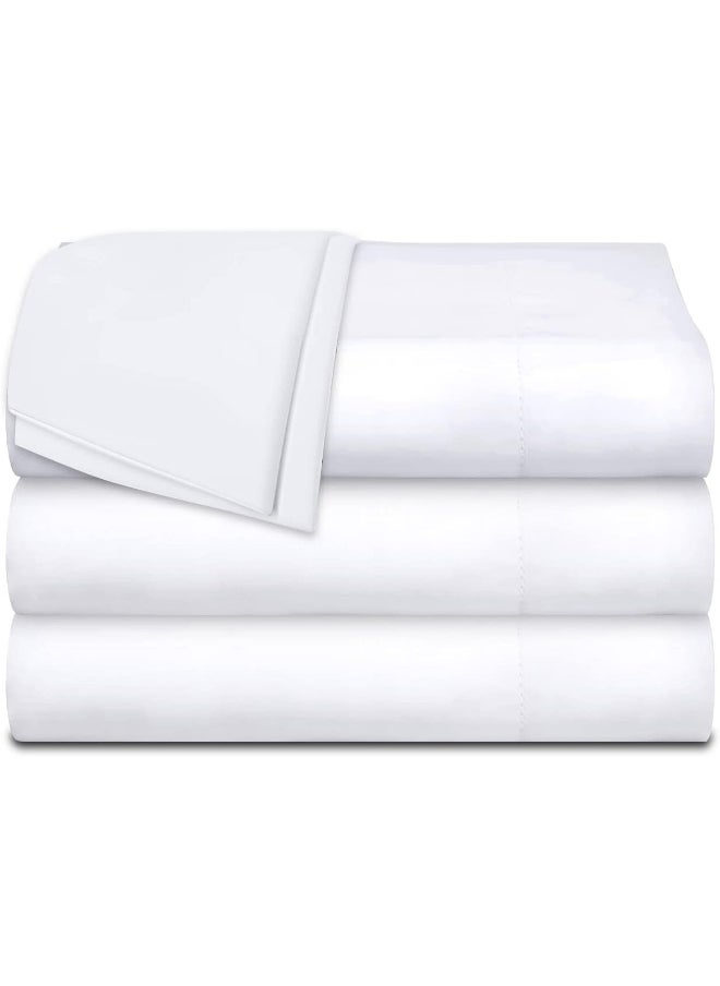 White Classic White Classic Flat Hospital Bed Sheets, Twin Size Flat Sheets, 3-Pack  - Image 1