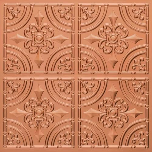 From Plain To Beautiful In Hours 205cr-24x24-10 Wrought Iron PVC 2' x 2' Glue-up Ceiling Tile (Covers / 40 sq.ft), Copper, 10 - Image 1