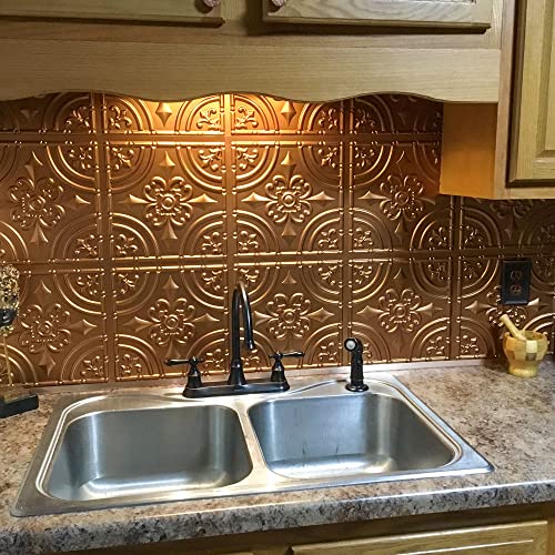 From Plain To Beautiful In Hours 205cr-24x24-10 Wrought Iron PVC 2' x 2' Glue-up Ceiling Tile (Covers / 40 sq.ft), Copper, 10 - Image 2