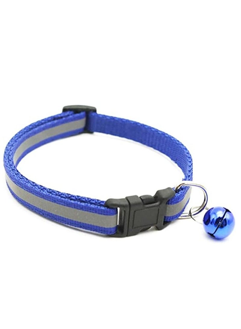 طوق جرس عاكس للكلاب والقطط والكلاب قابل للتعديل من النايلون قابل للتعديل مستلزمات مستلزمات الحيوانات الأليفة والكلاب والقطط (أزرق)