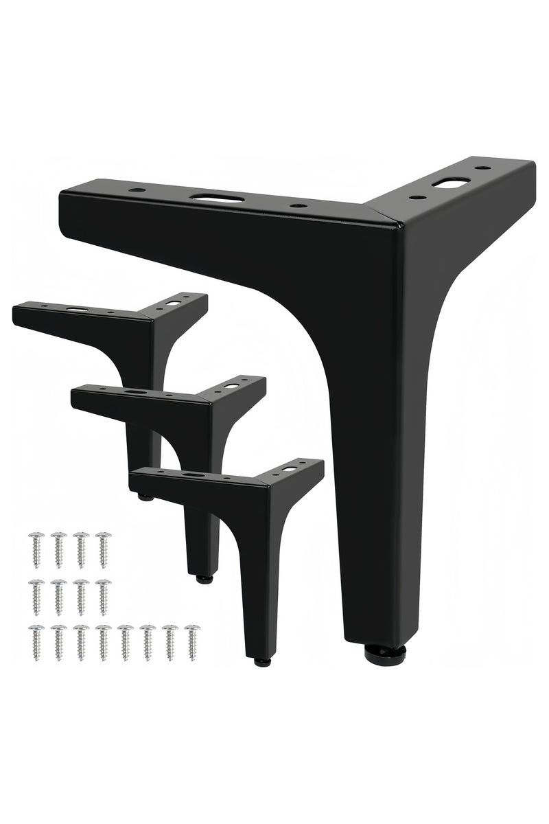 أنغولا باندا أرجل أثاث معدنية بديلة – مجموعة من 4 قطع قوية من الحديد لتجديد وإصلاح الأرائك والخزائن والطاولات (أسود) - Image 1