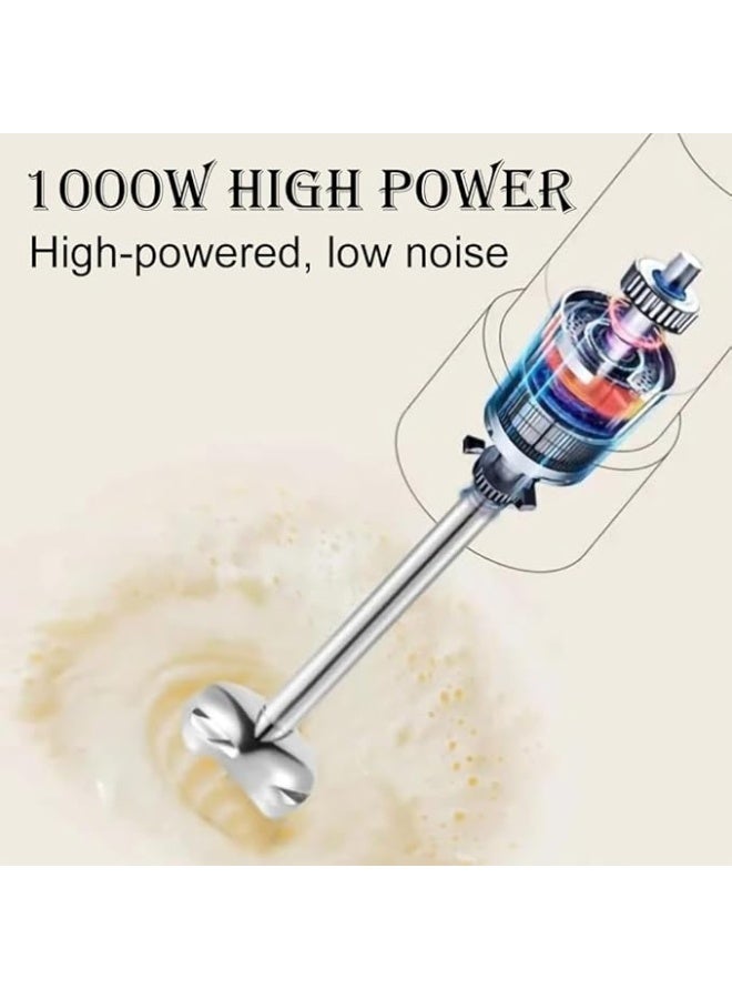 DUNISO خلاط يدوي 5 في 1، خلاط محمول 12 سرعة مع وعاء سعة 800 مل، مفرمة سعة 600 مل، خفاقة بيض، مضرب حليب، شفرات من الفولاذ المقاوم للصدأ للحساء والسموذي والبيوريه - Image 5