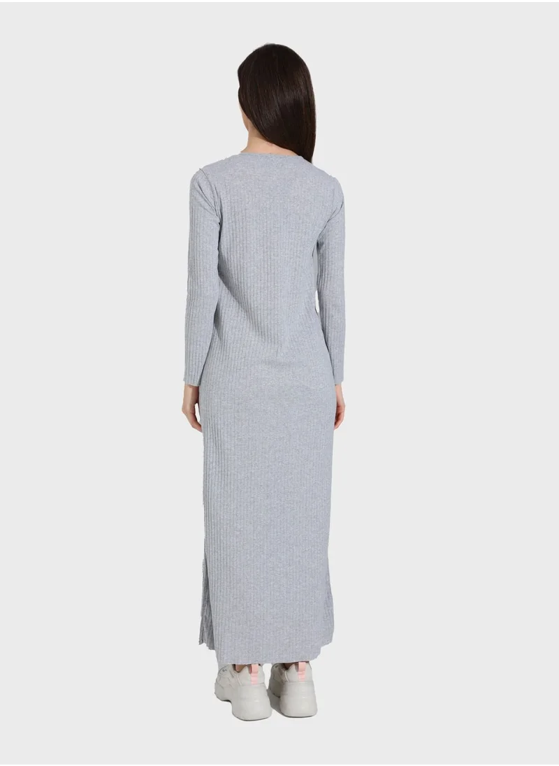 Tavin by Modanisa Ribbed Crew Neck Dress