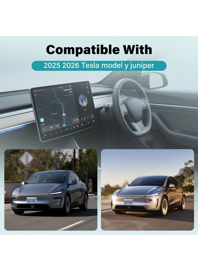 Bopowo The Original No Drill Front License Plate Holder Anti-Theft Lock Compatible with 2025 2026 Tesla Y Juniper Movable up and Down, No Adhesives License Frame - Image 2
