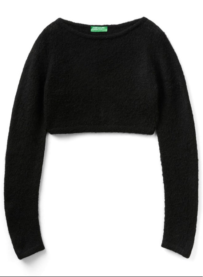 Benetton CROPPED SWEATER IN MOHAIR BLEND  - Image 4