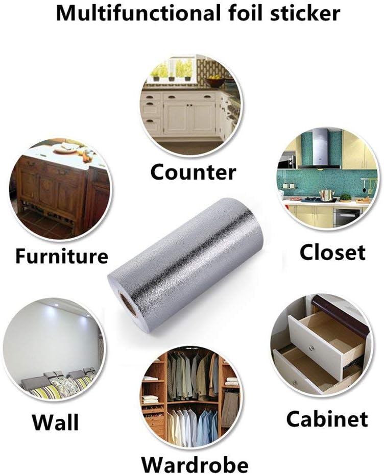 UPREDO Kitchen Stove Backsplash Aluminum Foil Sticker Waterproof Oilproof Decorative Wallpaper Peel Stick Drawer Cabinet Shelf Liners Paper 15.8inch by 9.8feet - Image 5