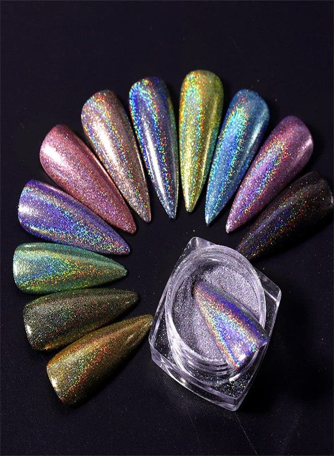 PhantomSky Holographic Nail Glitter Powder for Chrome Effect Chrome Nail Powder Kit Super Magic Shining Mirror Pigment Nail Deco DIY Manicure Nail Art Decorations, 12 Jars (0.5g/Jar) - Image 2