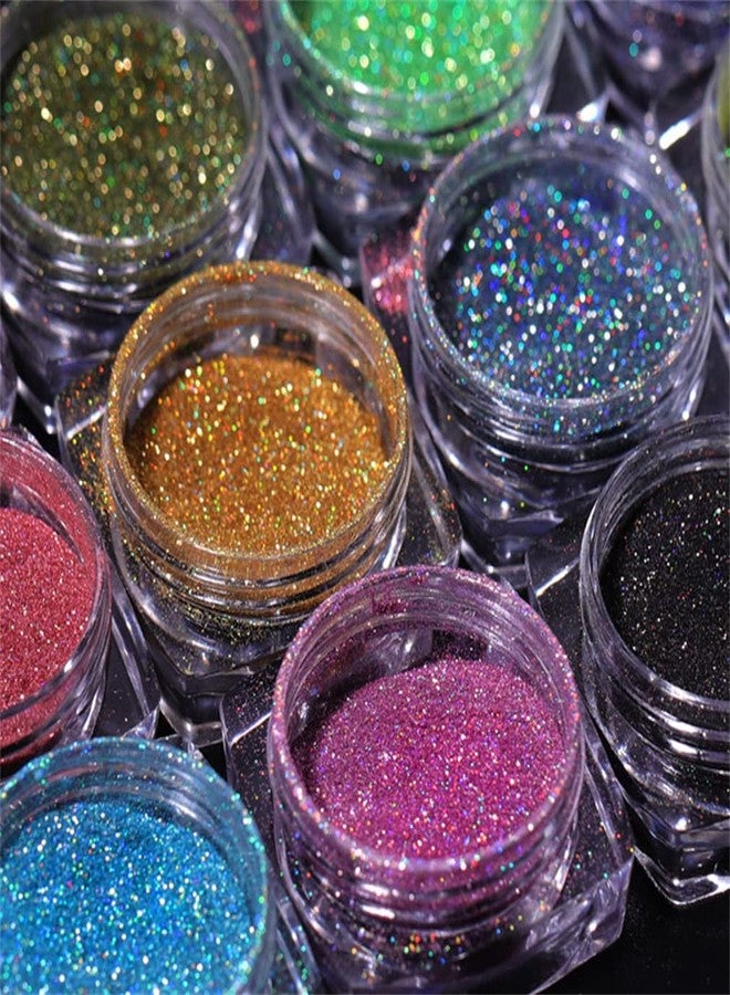 PhantomSky Holographic Nail Glitter Powder for Chrome Effect Chrome Nail Powder Kit Super Magic Shining Mirror Pigment Nail Deco DIY Manicure Nail Art Decorations, 12 Jars (0.5g/Jar) - Image 5