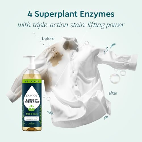 Puracy Laundry Detergent - Enzyme-Powered Liquid Laundry Detergent Concentrate, Natural Laundry Detergent Seen on TikTok, Non-Toxic (Free & Clear, 16 fl oz, 64 Loads) - Image 2