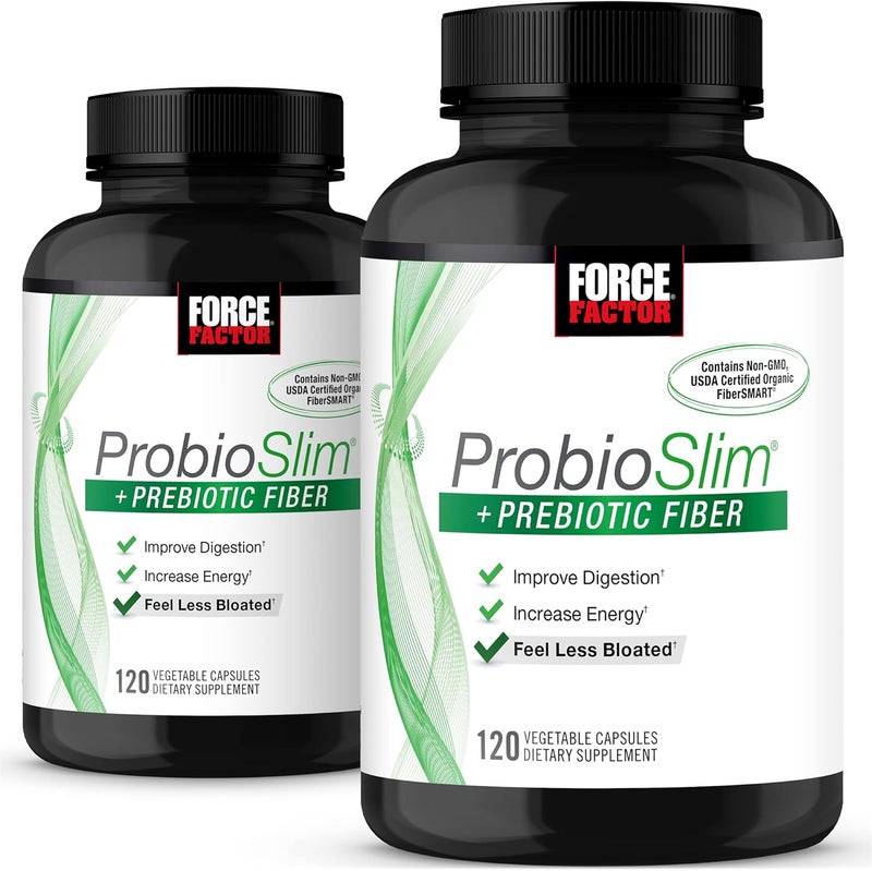 Force Factor ProbioSlim  Prebiotic Fiber Metabolism Booster for Women  Men Digestive Health Support Green Tea Extract and Psyllium Husk Fiber 120 Count Pack of 2 - Image 1