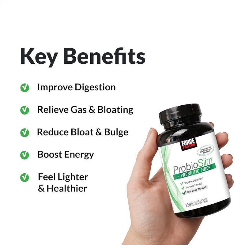 Force Factor ProbioSlim  Prebiotic Fiber Metabolism Booster for Women  Men Digestive Health Support Green Tea Extract and Psyllium Husk Fiber 120 Count Pack of 2 - Image 2