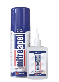 mitreapel MITREAPEL Ac 200 Super CA Glue (3.5 oz.) with Spray Adhesive Activator (13.5 fl oz.) - Ca Glue with Activator for Wood, Plastic, Metal, Leather, Ceramic - Cyanoacrylate Glue for Crafting&Building (1 Pk)  - Image 1
