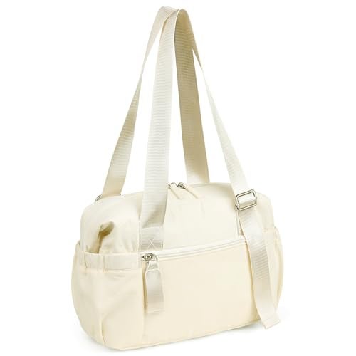 Vorspack Mini Gym Bag for Women - Small Duffle Bag Lightweight Duffel Bag with Wet Pocket Cute Sports Bag for Gym Dance Yoga - Beige - Image 1