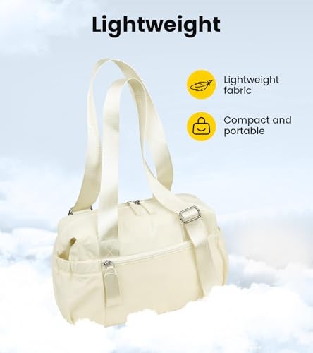 Vorspack Mini Gym Bag for Women - Small Duffle Bag Lightweight Duffel Bag with Wet Pocket Cute Sports Bag for Gym Dance Yoga - Beige - Image 5
