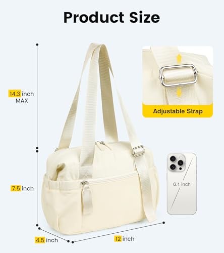 Vorspack Mini Gym Bag for Women - Small Duffle Bag Lightweight Duffel Bag with Wet Pocket Cute Sports Bag for Gym Dance Yoga - Beige - Image 2