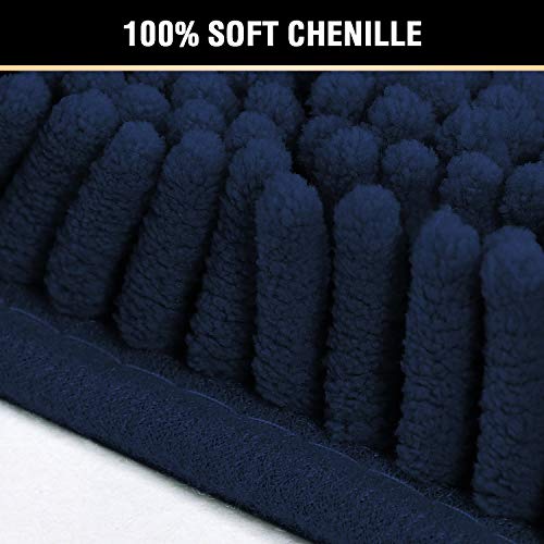 H.VERSAILTEX Navy Blue Bath Rug, Bath Mat Non Slip Bath Mats for Bathroom Floor, Bathroom Rug Extra Thick Chenille Rug 17" x 24" Absorbent Soft Shaggy Washable Dry Fast Plush Rugs for Bathtubs - Image 2