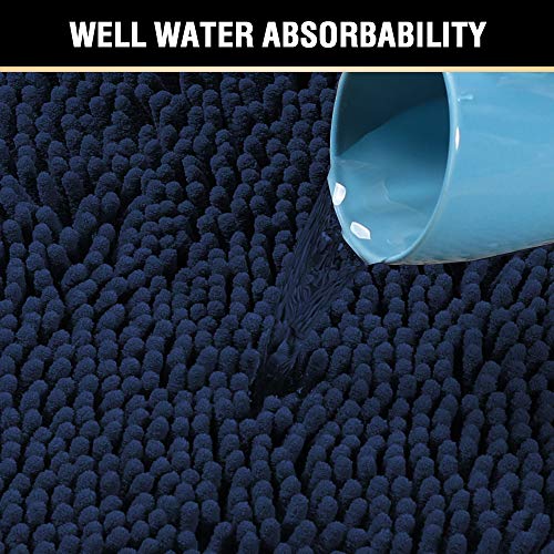 H.VERSAILTEX Navy Blue Bath Rug, Bath Mat Non Slip Bath Mats for Bathroom Floor, Bathroom Rug Extra Thick Chenille Rug 17" x 24" Absorbent Soft Shaggy Washable Dry Fast Plush Rugs for Bathtubs - Image 4