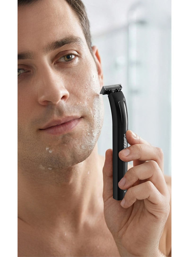 porodo Groomax Rechargeable Trimmer / Cord & Cordless Use / 8500RPM Motor / USB-C Charging / IPX6 Water Resistant / Lightweight Portable Design / 1 Hour Runtime - Black - Image 3