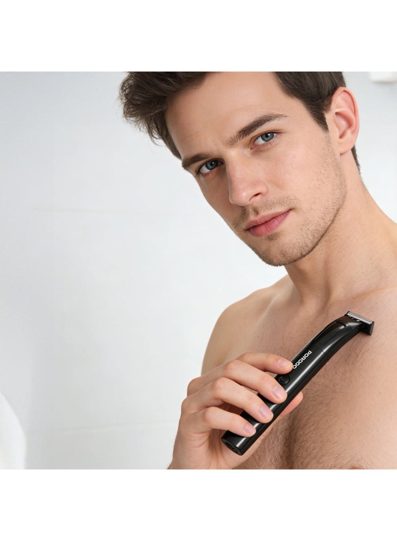 porodo Groomax Rechargeable Trimmer / Cord & Cordless Use / 8500RPM Motor / USB-C Charging / IPX6 Water Resistant / Lightweight Portable Design / 1 Hour Runtime - Black - Image 5