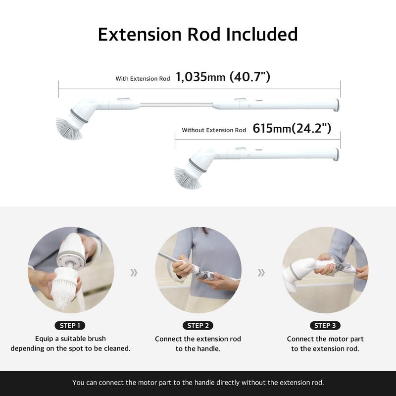 ABKO Electric Spin Scrubber Cordless Lightweight Cleaning Replaceable Brush Head Adjustable Extension Rod for Tile Bathtub Floor Bathroom Kitchen BC01 - Image 5