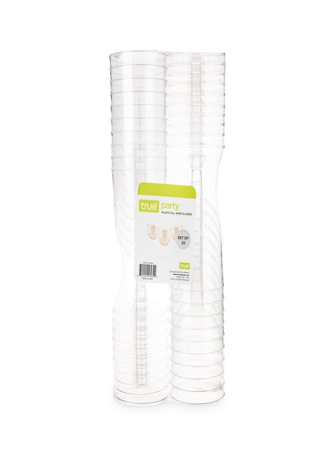 True Party Disposable Plastic Wine Glasses, Stemmed Clear Plastic Cups for Outdoors, Parties, 6 Oz Set of 20 - Image 4