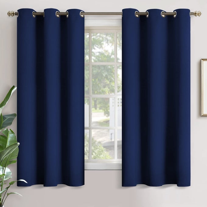 NAVY BLUE BLACKOUT CURTAINS 63 INCHES LONG FOR LIVING ROOM THERMAL INSULATED DRAPES WITH GROMMET FOR BEDROOM WINDOW KIDS ROOM DARKENING PRIVACY 2 PANELS 42 X 63 INCH