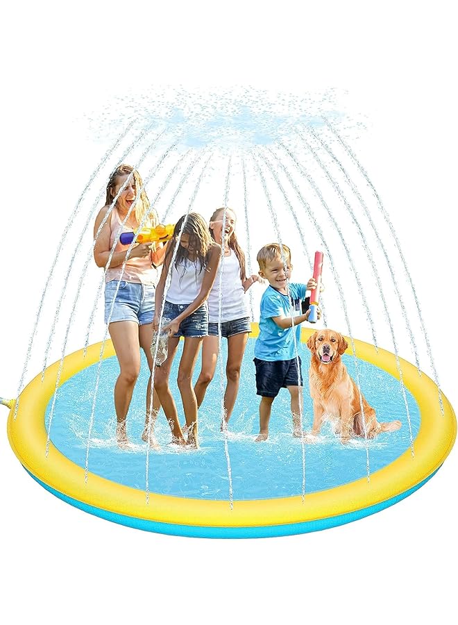 KASTWAVE Splash Pad Thicken Extra Large 220Cm Non Slip Sprinkler Pool For Kids & Dogs Water Toys Big Splash Pad For Summer Outdoor Easy To Use/Clean - Image 1