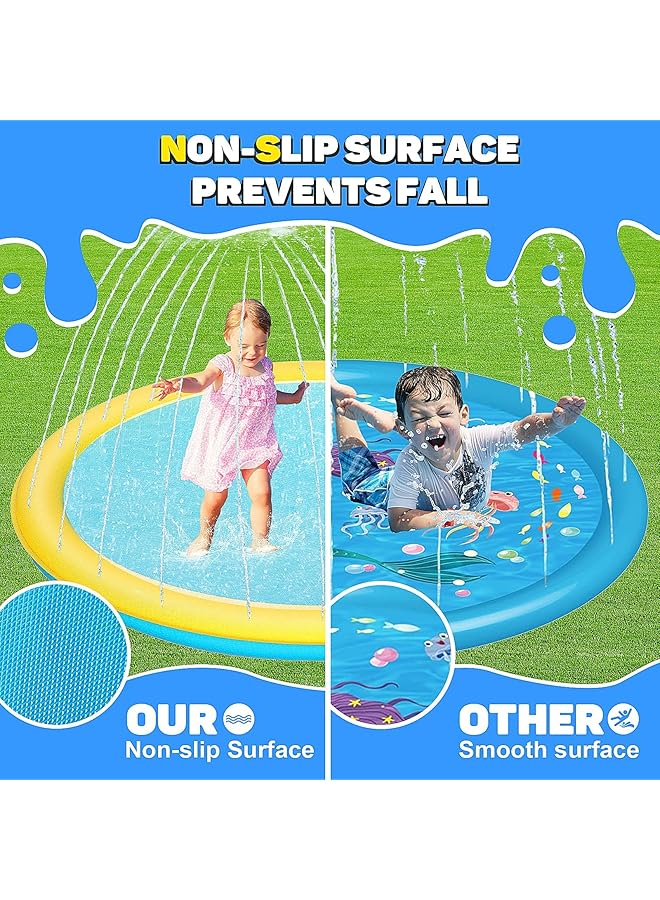KASTWAVE Splash Pad Thicken Extra Large 220Cm Non Slip Sprinkler Pool For Kids & Dogs Water Toys Big Splash Pad For Summer Outdoor Easy To Use/Clean - Image 3