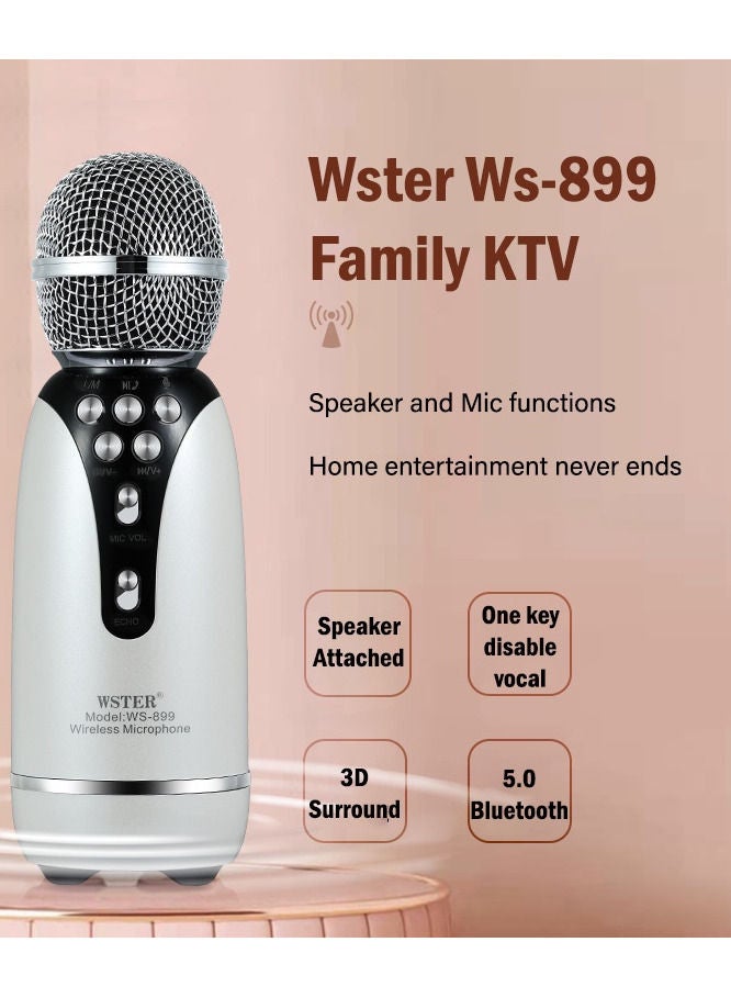ويستر WS-899 Duet Mode Dual Wireless Support مبدل الصوت كاريوكي ميكروفون محمول بلوتوث المتكلم - Image 3